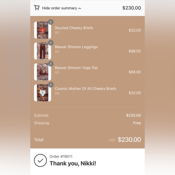 Purusha people Beaver Shrooms leggings set XS - mushrooms! - Picture 5 of 5